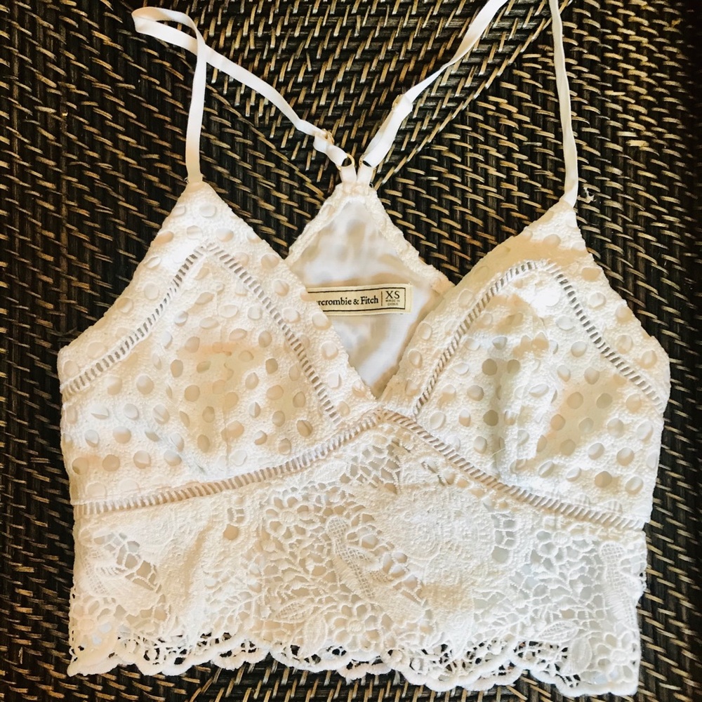 EUC white laces crop top